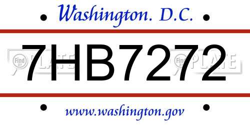 7HB7272 District Of Columbia License Plate