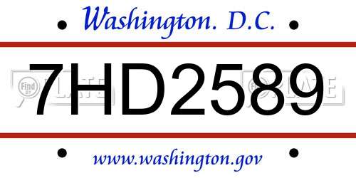 7HD2589 District Of Columbia License Plate