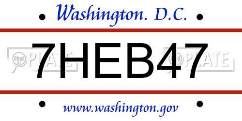 7HEB47 District Of Columbia License Plate