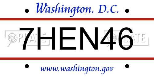 7HEN46 District Of Columbia License Plate