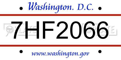 7HF2066 District Of Columbia License Plate