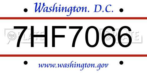 7HF7066 District Of Columbia License Plate