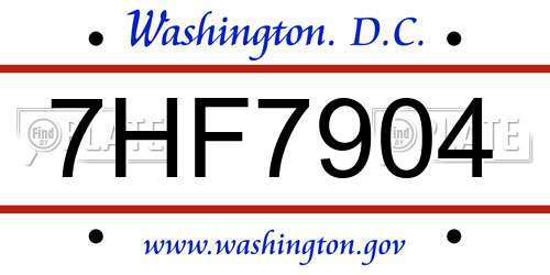7HF7904 District Of Columbia License Plate