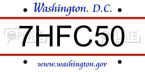 7HFC50 District Of Columbia License Plate