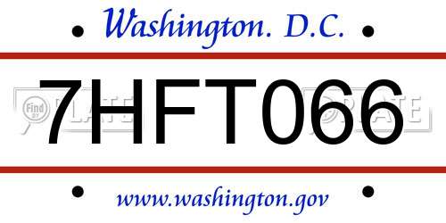 7HFT066 District Of Columbia License Plate