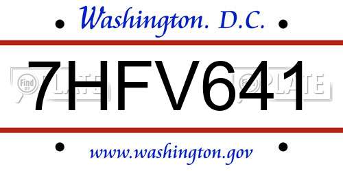 7HFV641 District Of Columbia License Plate