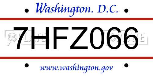 7HFZ066 District Of Columbia License Plate