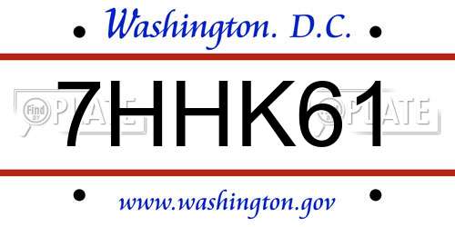 7HHK61 District Of Columbia License Plate