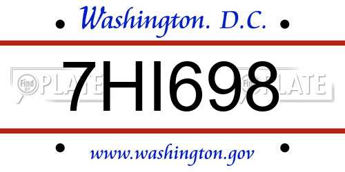 7HI698 District Of Columbia License Plate
