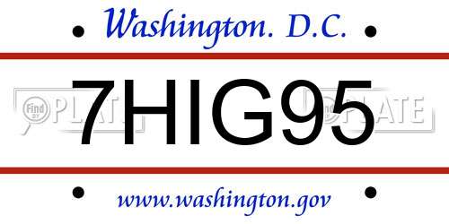 7HIG95 District Of Columbia License Plate