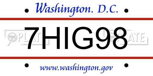 7HIG98 District Of Columbia License Plate