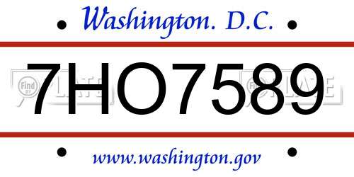 7HO7589 District Of Columbia License Plate