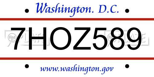 7HOZ589 District Of Columbia License Plate