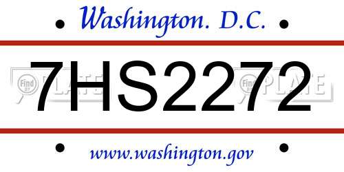 7HS2272 District Of Columbia License Plate