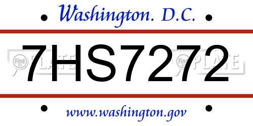 7HS7272 District Of Columbia License Plate