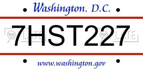 7HST227 District Of Columbia License Plate