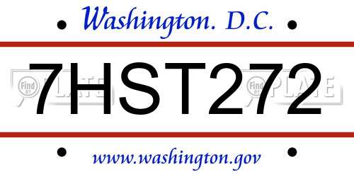 7HST272 District Of Columbia License Plate
