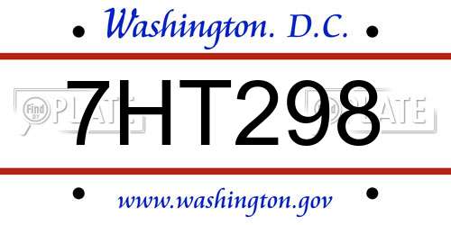 7HT298 District Of Columbia License Plate