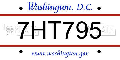 7HT795 District Of Columbia License Plate