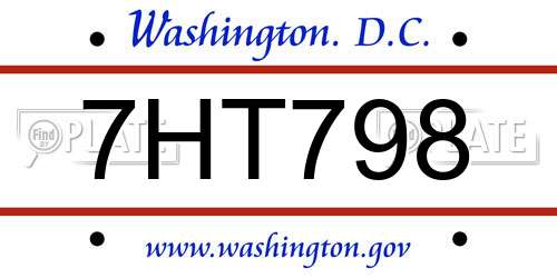 7HT798 District Of Columbia License Plate