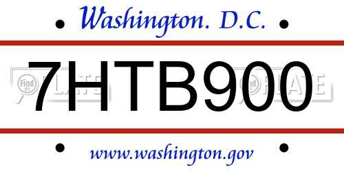 7HTB900 District Of Columbia License Plate