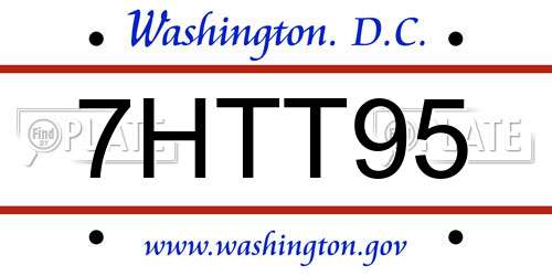 7HTT95 District Of Columbia License Plate