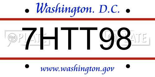 7HTT98 District Of Columbia License Plate