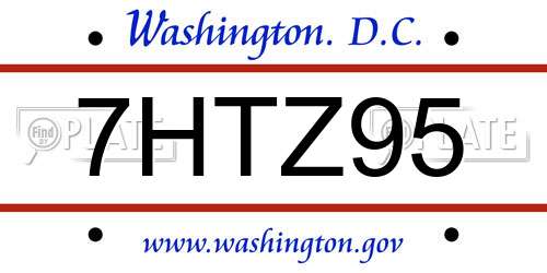 7HTZ95 District Of Columbia License Plate