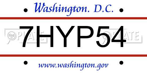 7HYP54 District Of Columbia License Plate