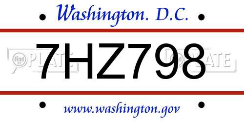 7HZ798 District Of Columbia License Plate