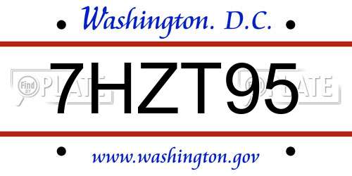 7HZT95 District Of Columbia License Plate
