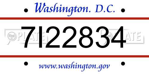 7I22834 District Of Columbia License Plate