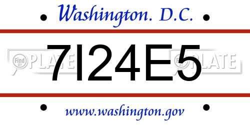 7I24E5 District Of Columbia License Plate