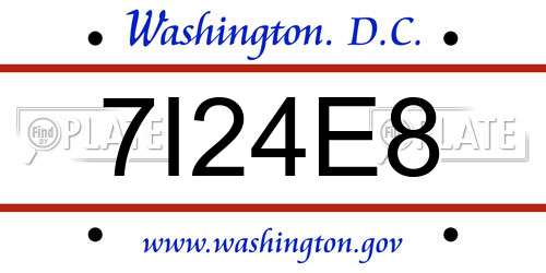 7I24E8 District Of Columbia License Plate