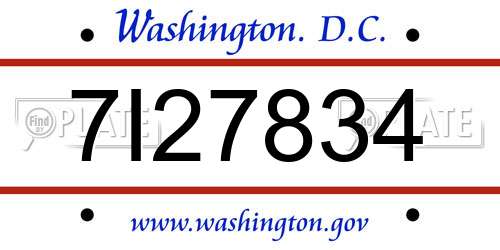 7I27834 District Of Columbia License Plate