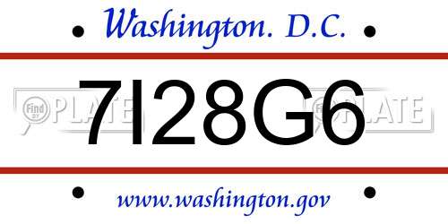 7I28G6 District Of Columbia License Plate