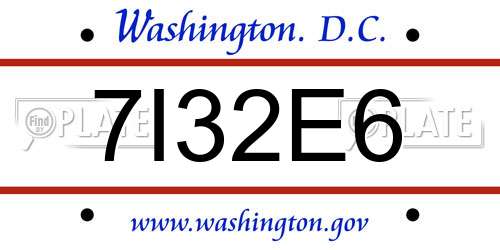 7I32E6 District Of Columbia License Plate