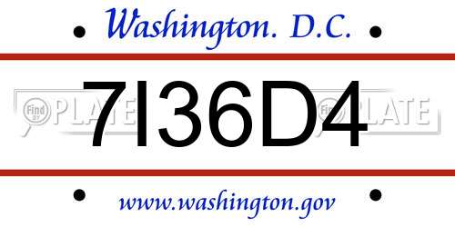7I36D4 District Of Columbia License Plate