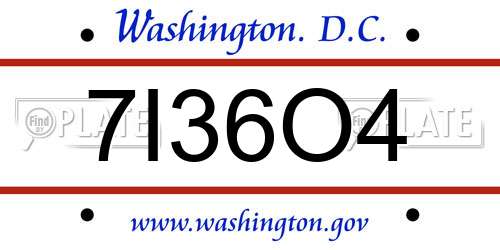 7I36O4 District Of Columbia License Plate