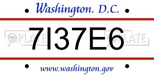 7I37E6 District Of Columbia License Plate
