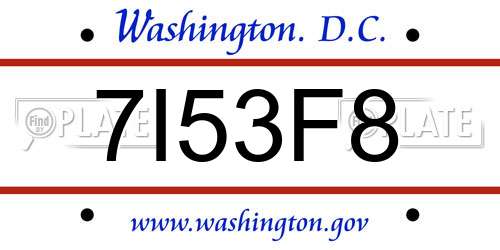 7I53F8 District Of Columbia License Plate