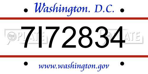 7I72834 District Of Columbia License Plate