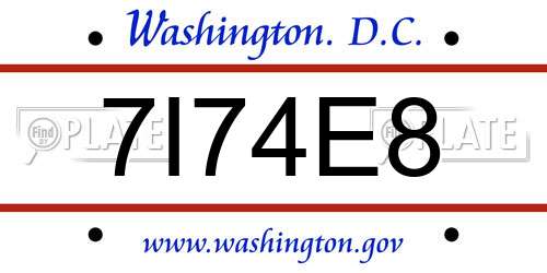 7I74E8 District Of Columbia License Plate