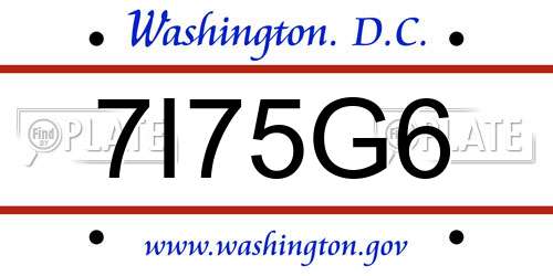 7I75G6 District Of Columbia License Plate