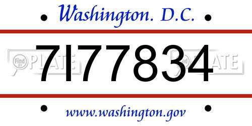 7I77834 District Of Columbia License Plate