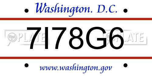 7I78G6 District Of Columbia License Plate