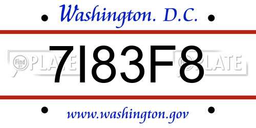 7I83F8 District Of Columbia License Plate