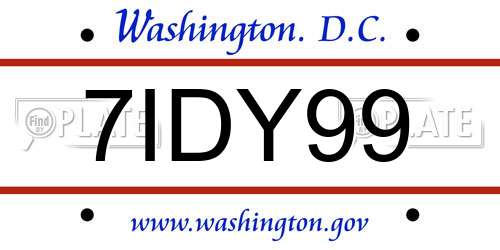 7IDY99 District Of Columbia License Plate