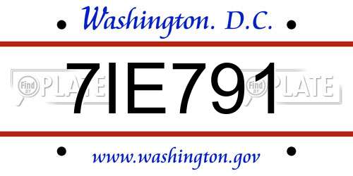 7IE791 District Of Columbia License Plate