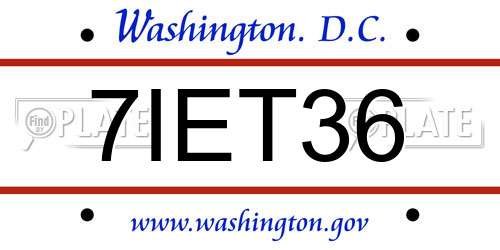 7IET36 District Of Columbia License Plate